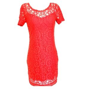 Hollister Orange Lace Short Sleeved Dress